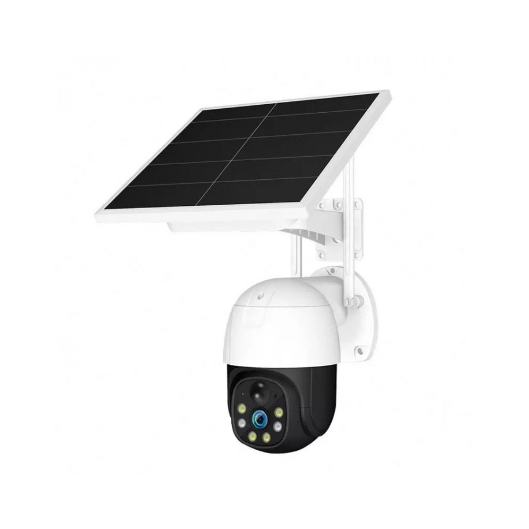 Camera De Supraveghere Solara 4G Cartela SIM 5 MP, Zoom 10X, Full HD 1080p, Panou Solar 9W Rezistenta La Apa IP 66, Alba