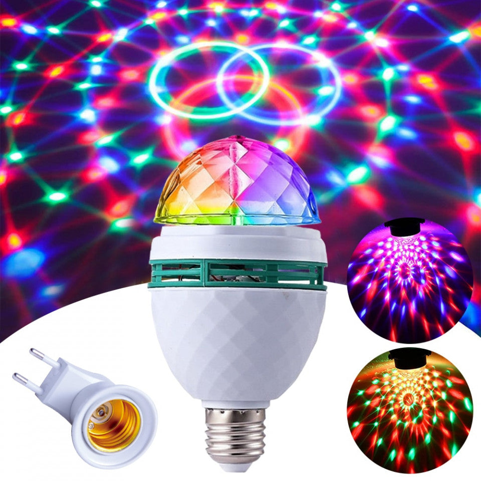 Bec rotativ multicolor, cu efect disco, LED, 3W