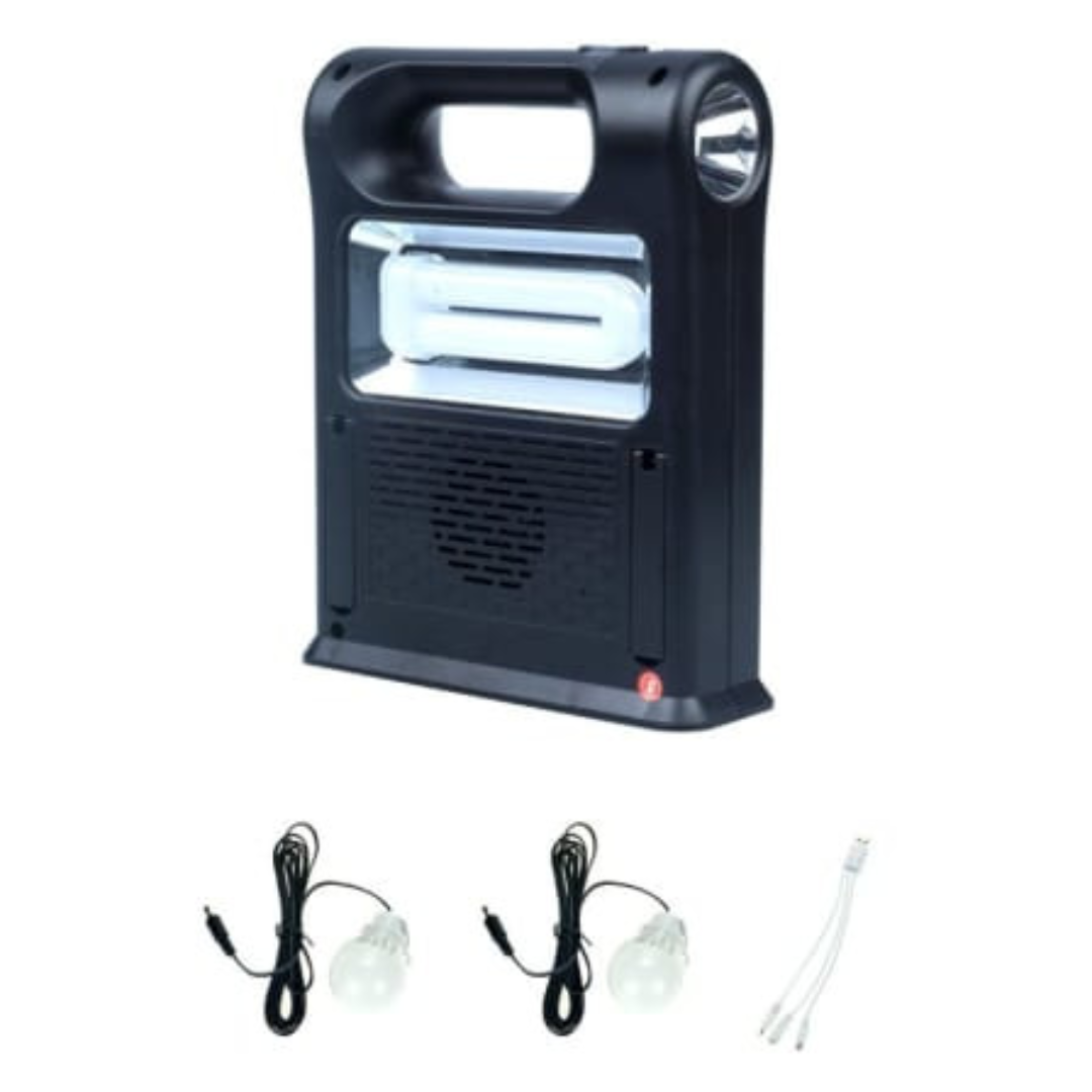 Kit solar camping CL-22 cu becuri, Usb, incarcare telefon, radio, lanterna