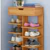 Pantofar dublu spatios, cu 7 etaje, elegant si versatil, lemn deschis