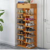 Pantofar dublu spatios, cu 7 etaje, elegant si versatil, lemn deschis