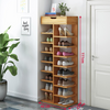 Pantofar dublu spatios, cu 7 etaje, elegant si versatil, lemn deschis
