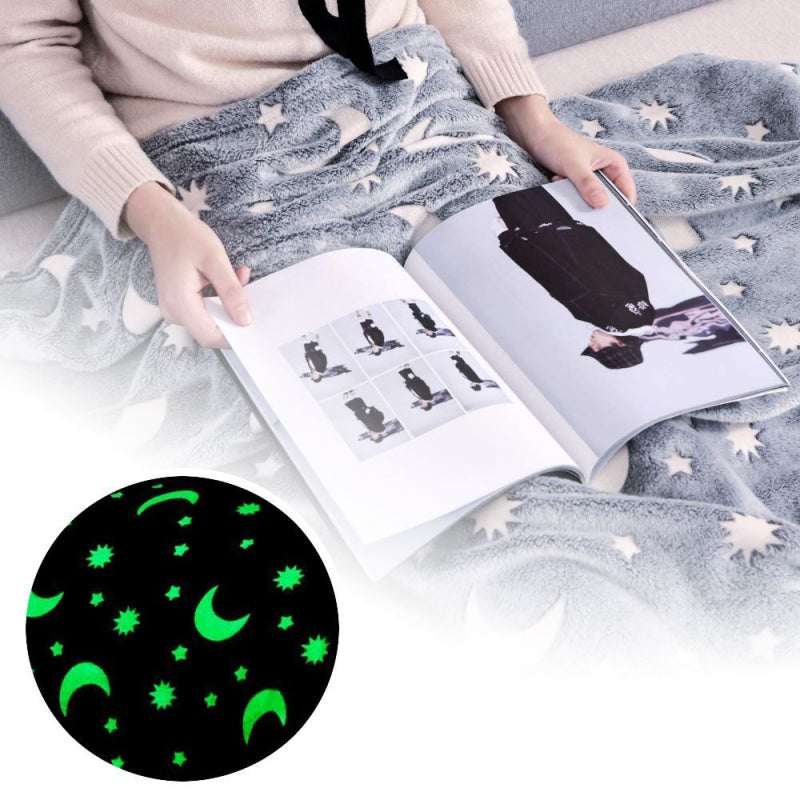 Set 2 x Patura copii luminoasa si pufoasa, efect fosforescent, gri