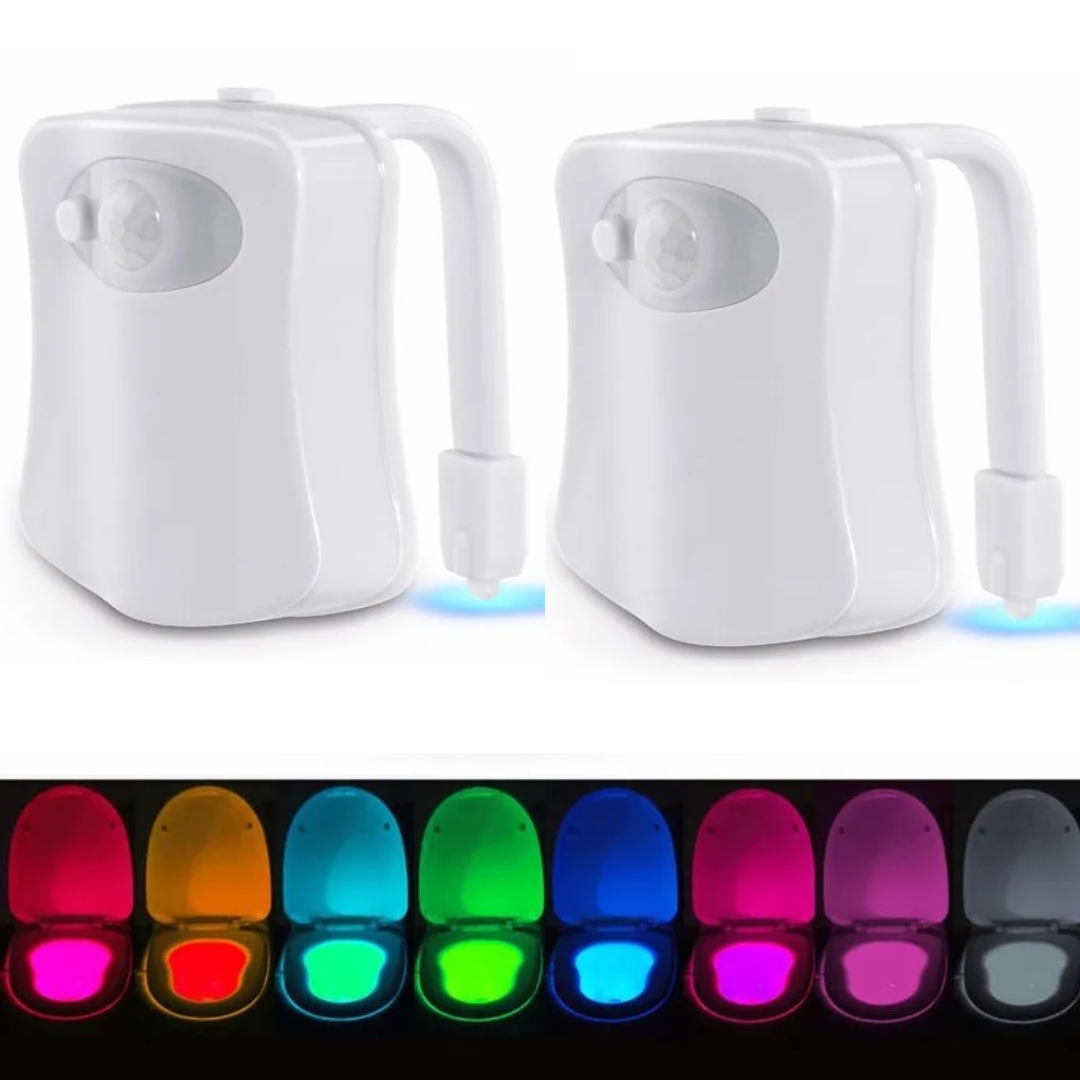 Set 2 x Lampa de veghe pentru toaleta cu LED, senzor de miscare si lumina, 8 culori diferite