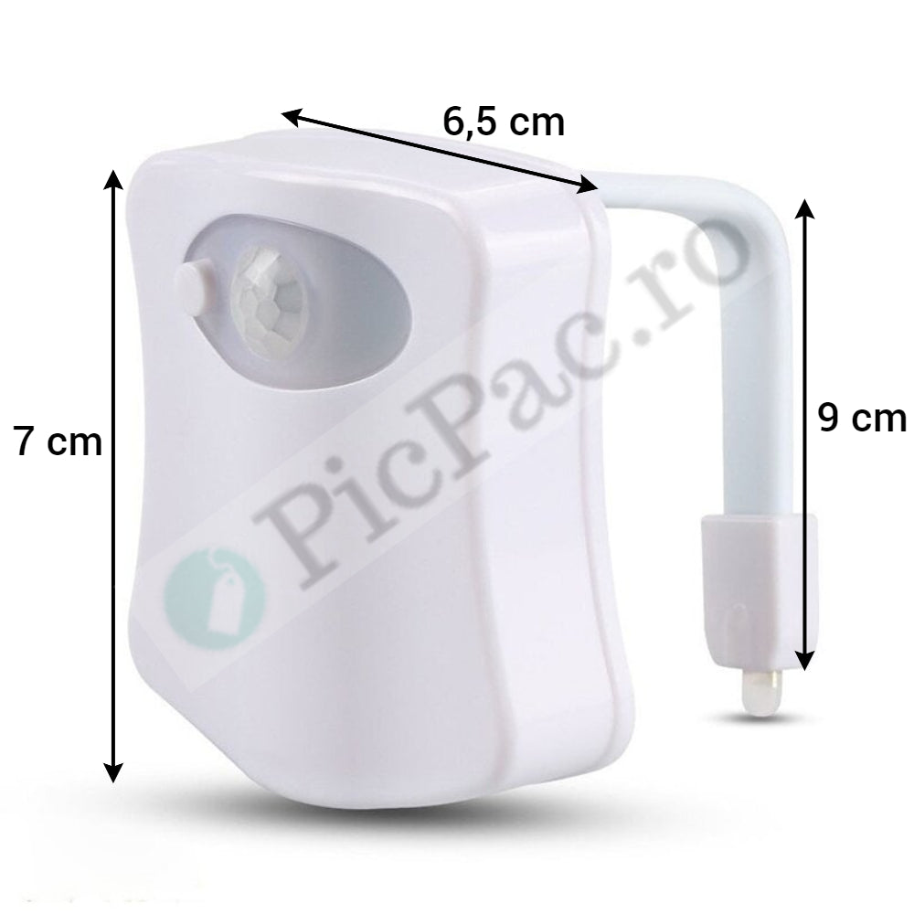 Set 2 x Lampa de veghe pentru toaleta cu LED, senzor de miscare si lumina, 8 culori diferite