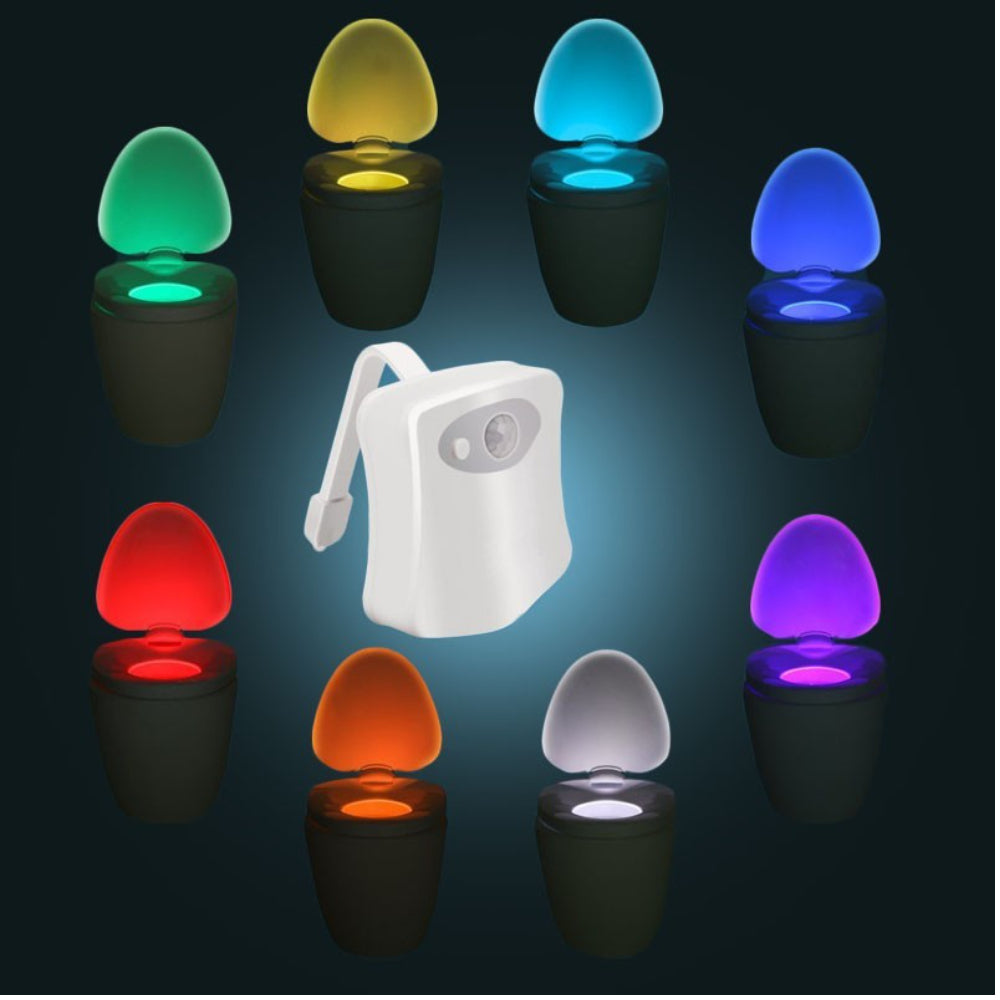 Set 2 x Lampa de veghe pentru toaleta cu LED, senzor de miscare si lumina, 8 culori diferite