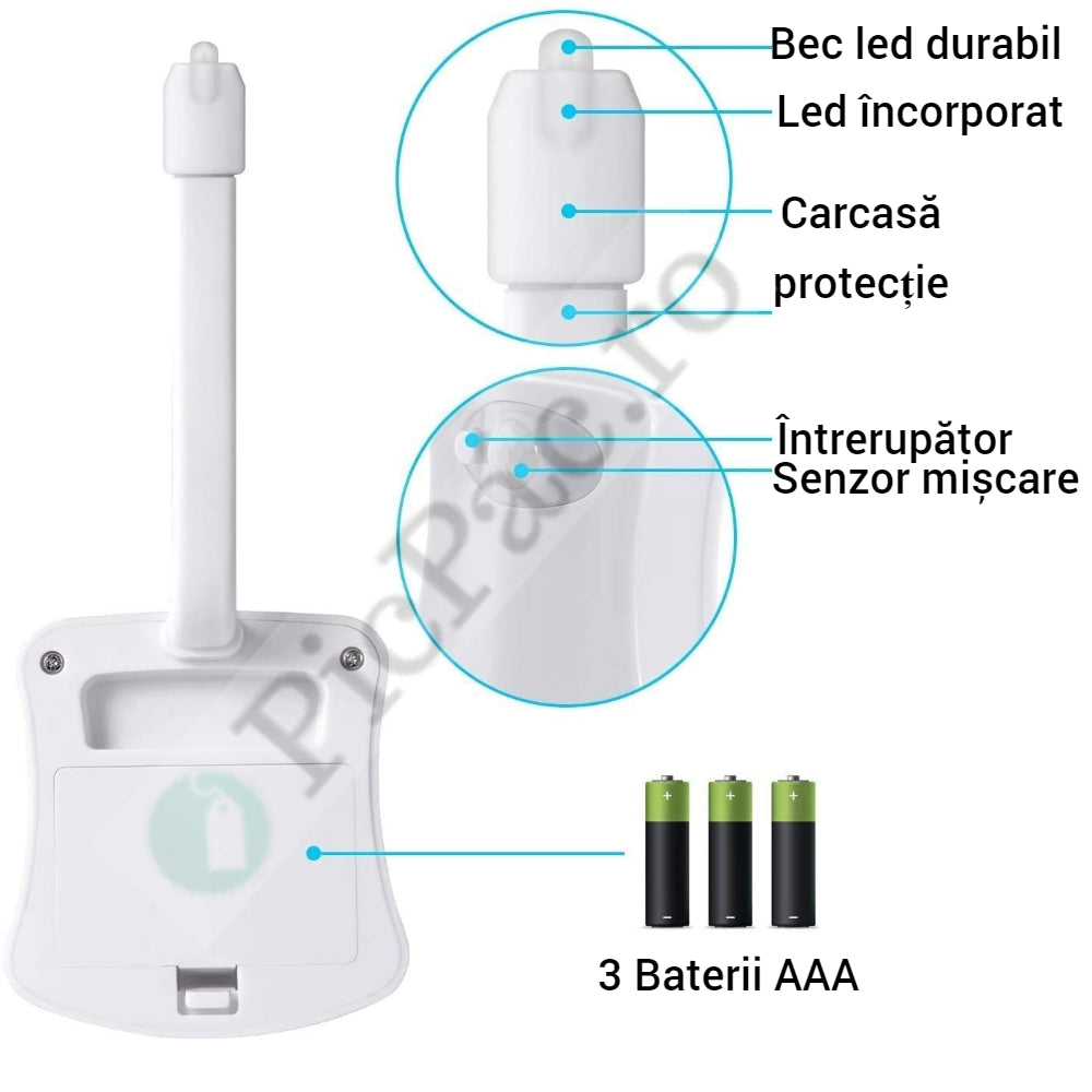 Set 2 x Lampa de veghe pentru toaleta cu LED, senzor de miscare si lumina, 8 culori diferite