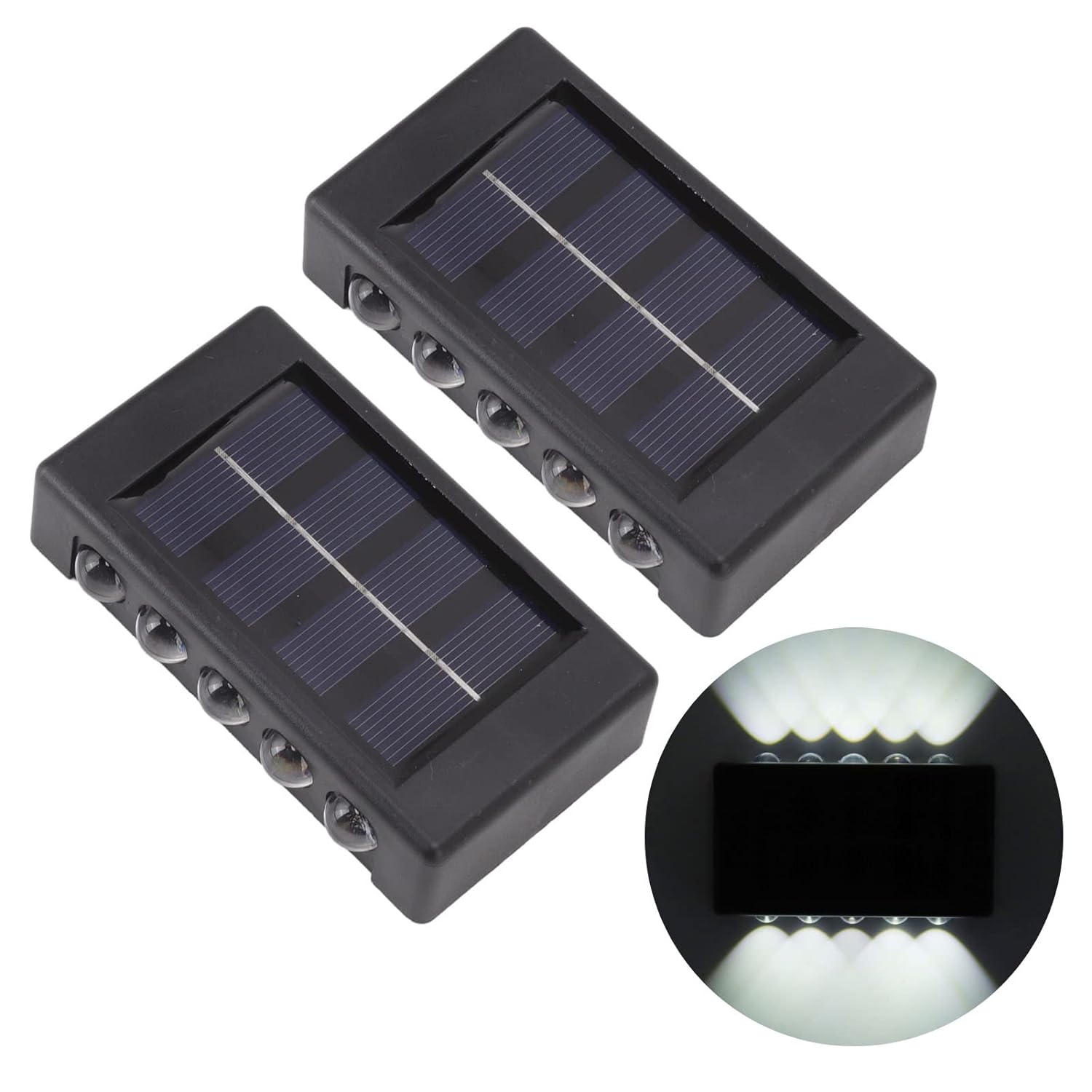 Set 2 lampi solare cu 10 LED, cu lumini bidirectionale, rezistente la apa