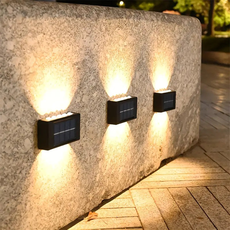 Set 2 lampi solare cu 10 LED, cu lumini bidirectionale, rezistente la apa
