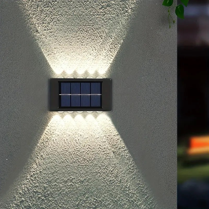 Set 2 lampi solare cu 10 LED, cu lumini bidirectionale, rezistente la apa
