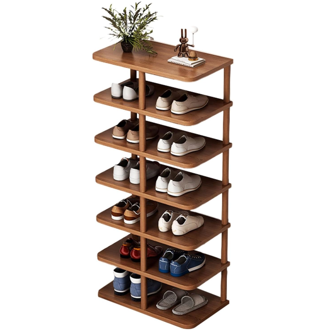 Organizator pentru incaltaminte, cu 7 etajere, maro 48 x 24 x 96 cm
