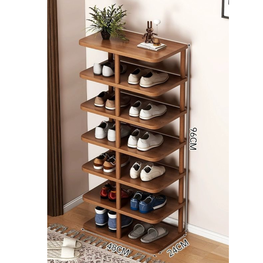 Organizator pentru incaltaminte, cu 7 etajere, maro 48 x 24 x 96 cm