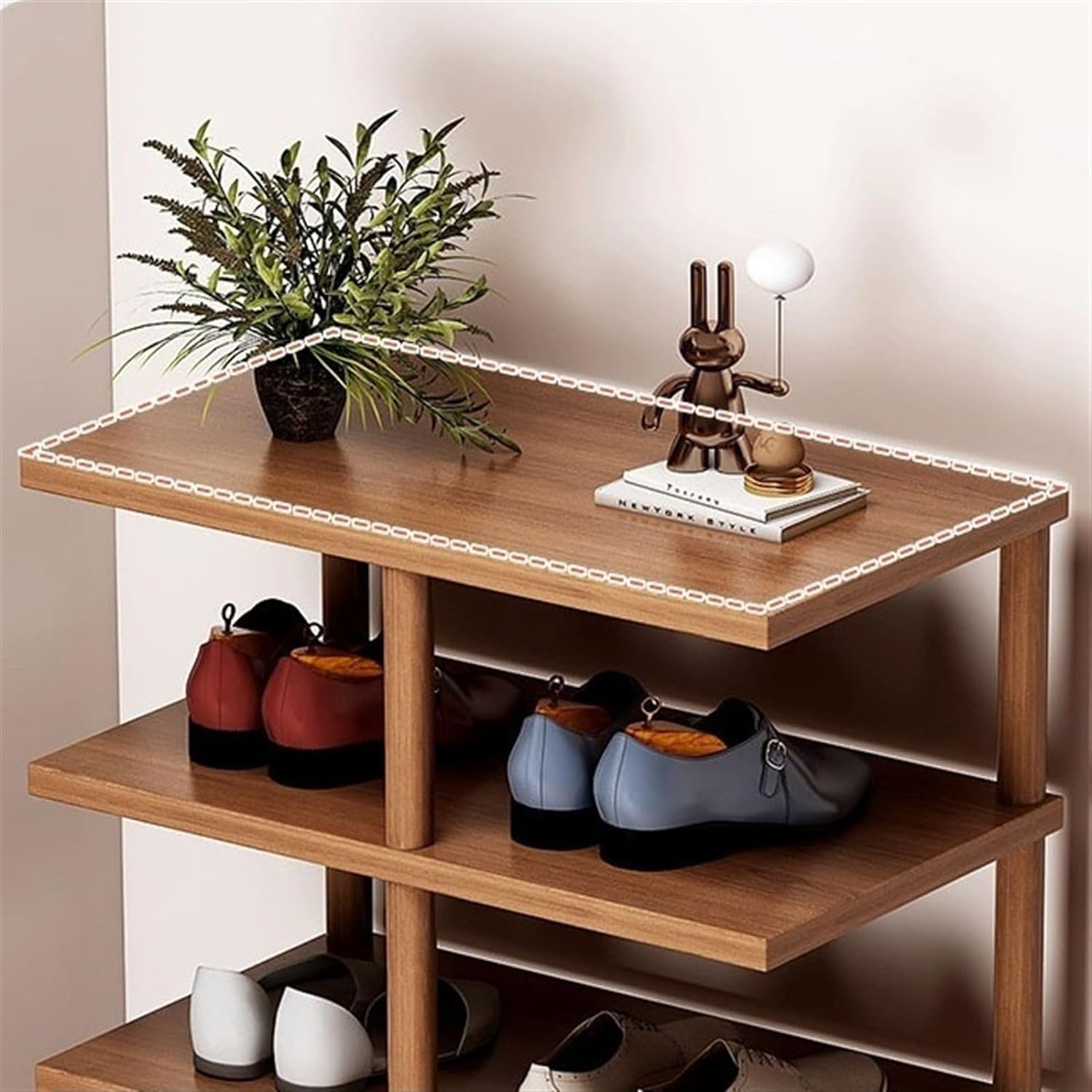 Organizator incaltaminte cu 8 etajere, maro 48 x 24 x 112 cm