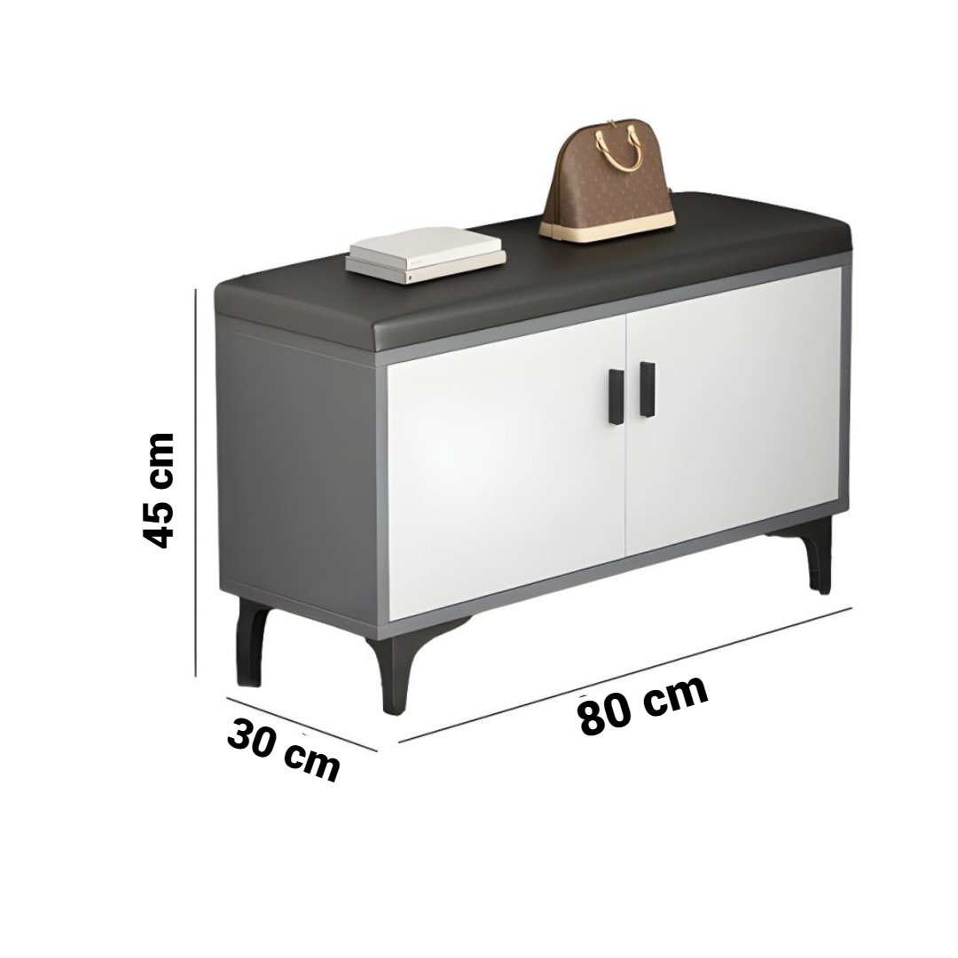 Dulap organizator pentru incaltaminte cu 2 usi si bancheta, 80 x 30 x 45 cm