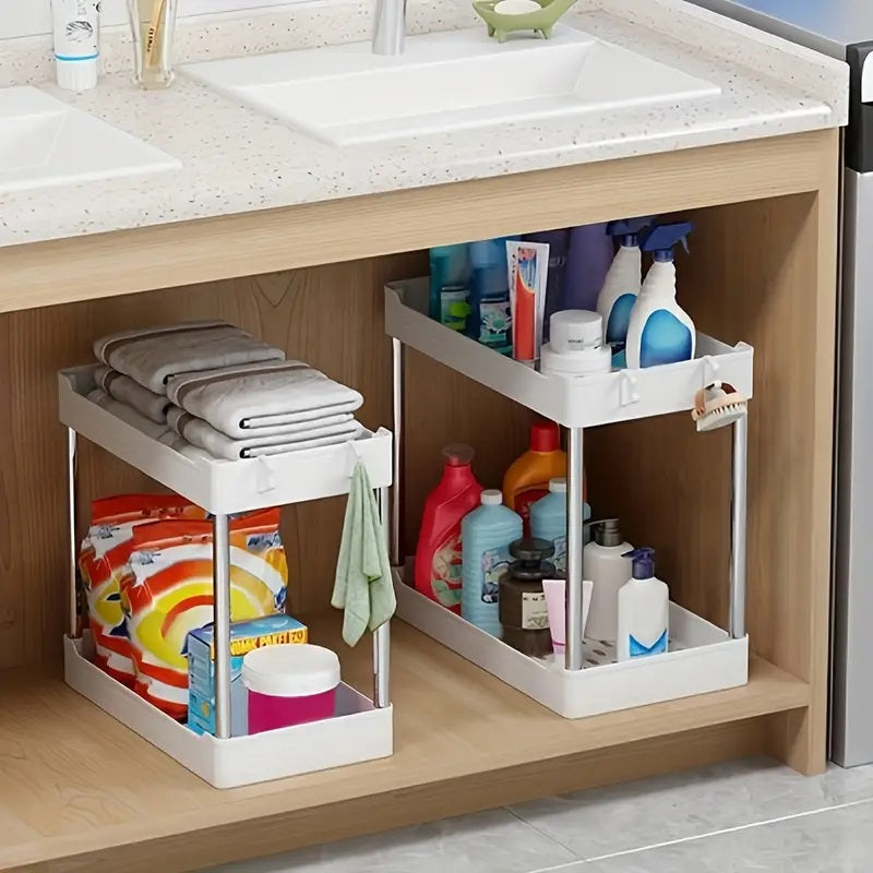 Organizator multifunctional pentru baie, cu 2 nivele