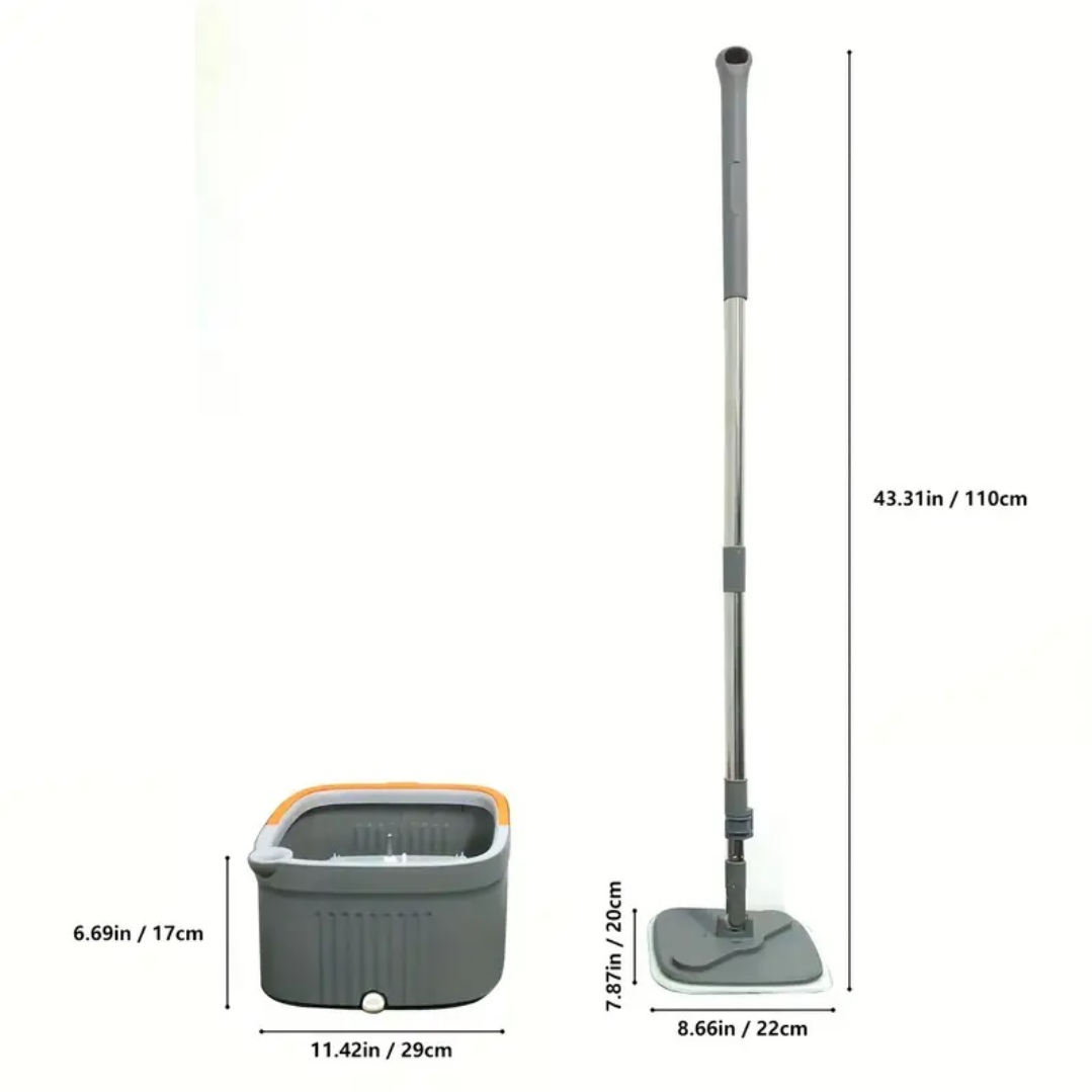 Set  mop cu galeata, mop rotativ si microfiba, maner otel inoxidabil, stoarcere automata