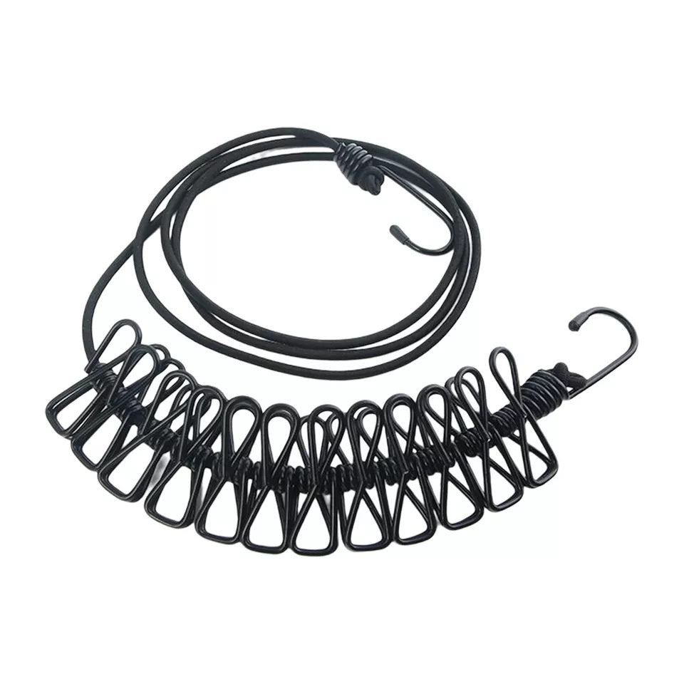 Franghie elastică retractabilă pentru uscarea rufelor, cu accesorii de agatat