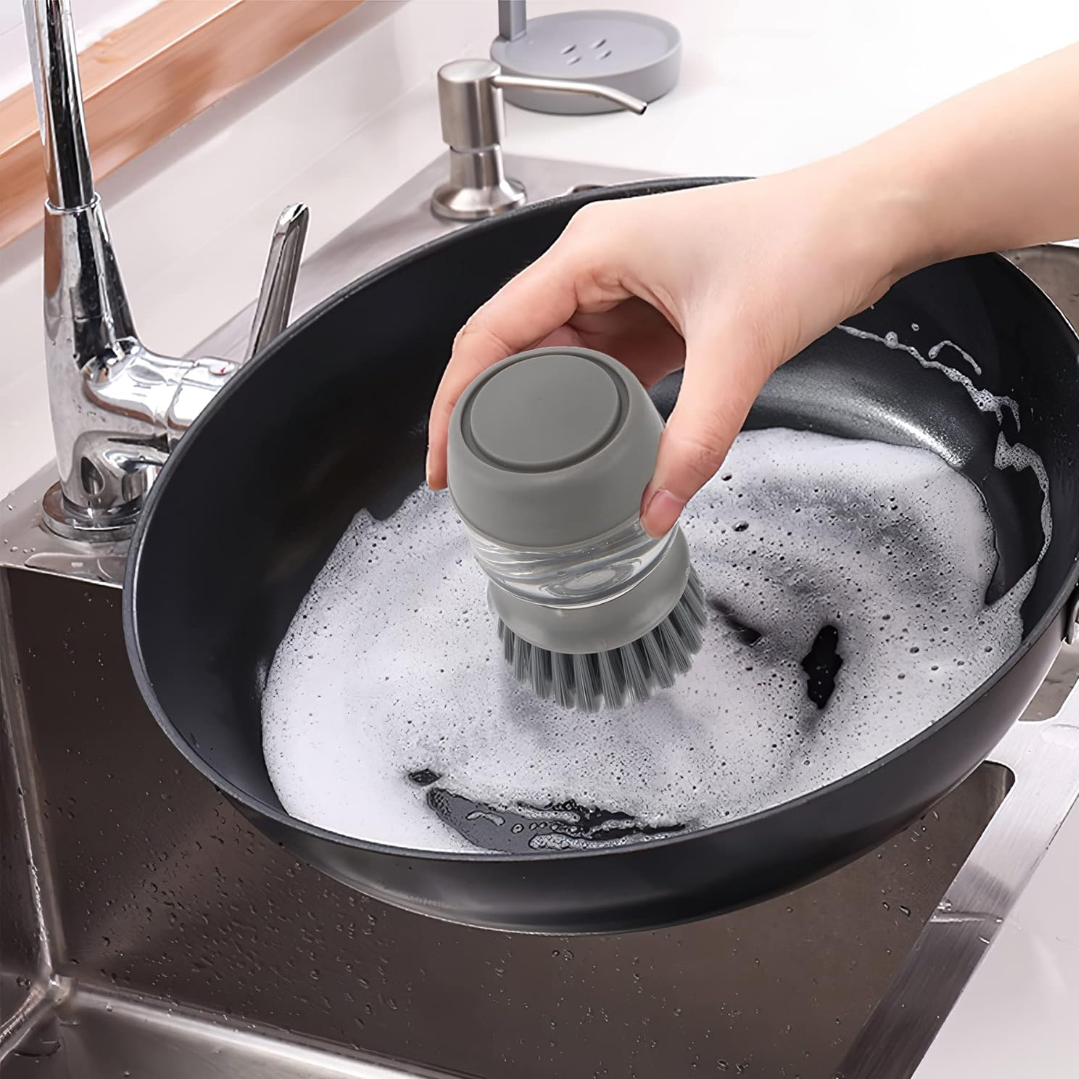 Perie pentru vase, cu dozator pentru detergent