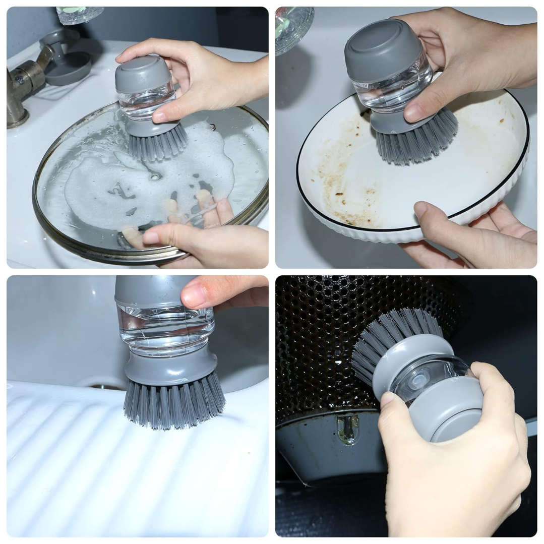 Perie pentru vase, cu dozator pentru detergent