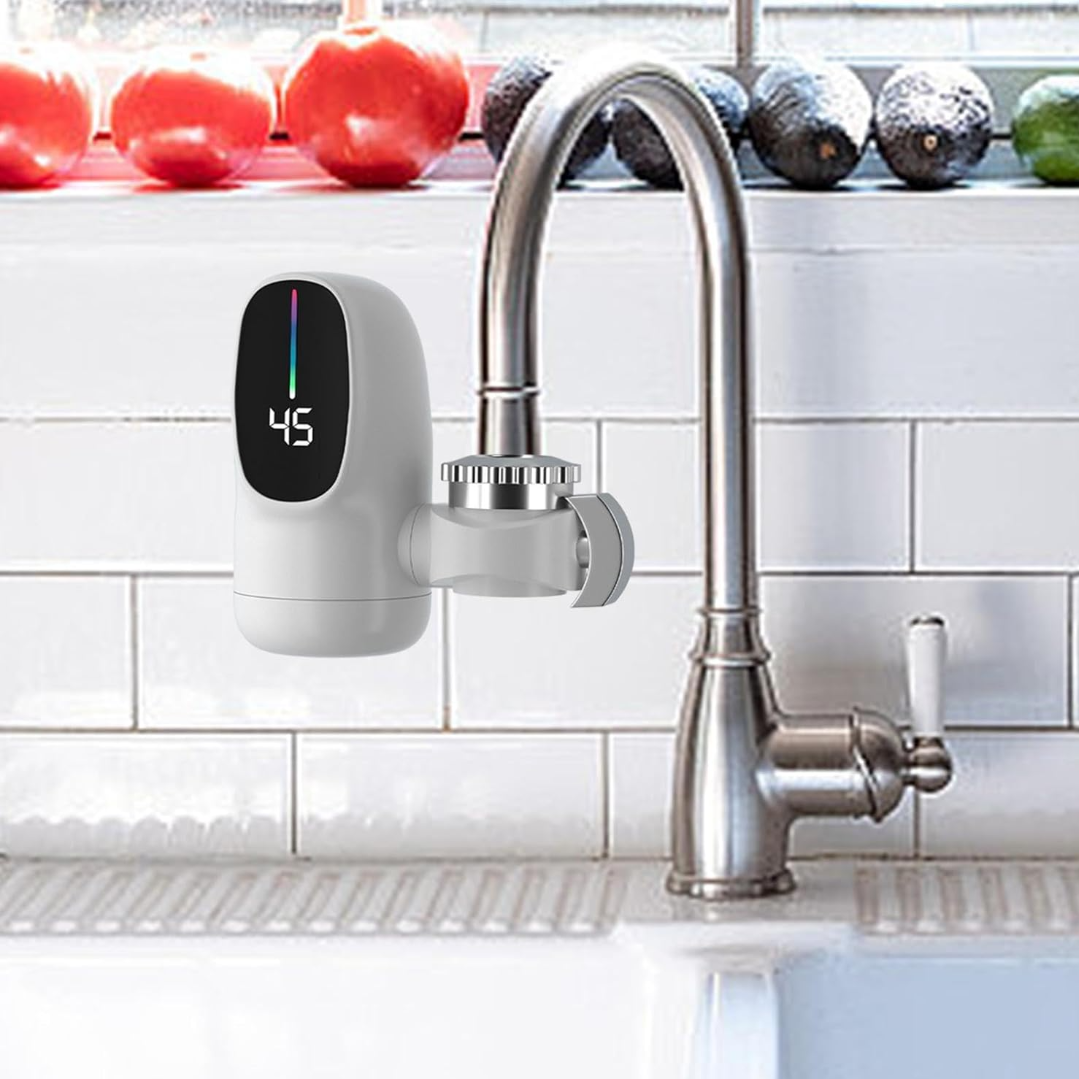 Incălzitor electric rapid pentru robinet de bucătărie sau baie, cu afișaj de temperatură