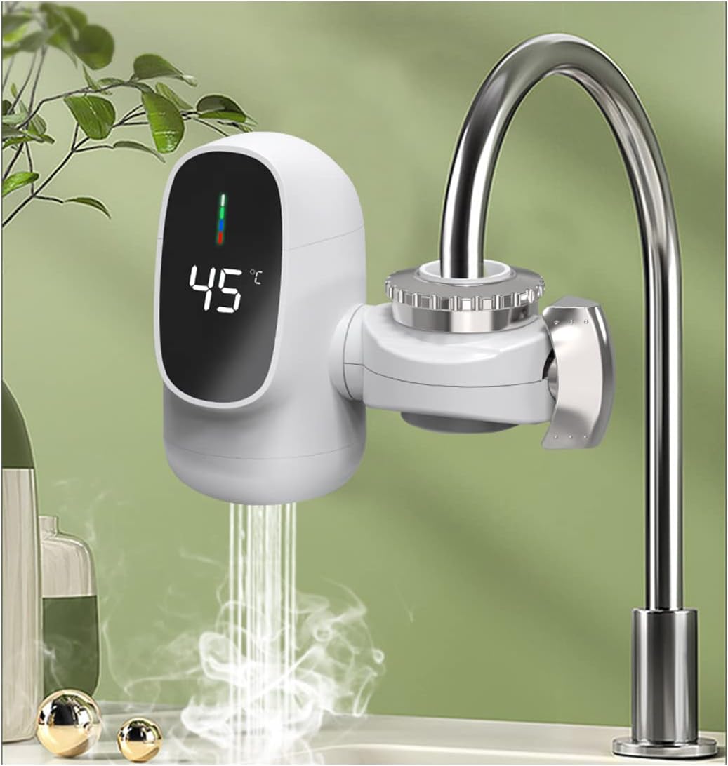 Incălzitor electric rapid pentru robinet de bucătărie sau baie, cu afișaj de temperatură