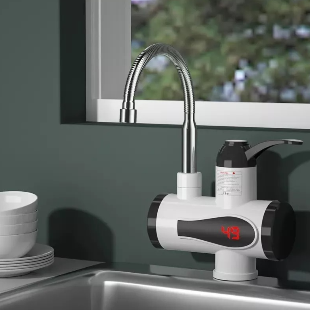 Robinet instant pentru apa calda,  afisaj LCD, otel inoxidabil