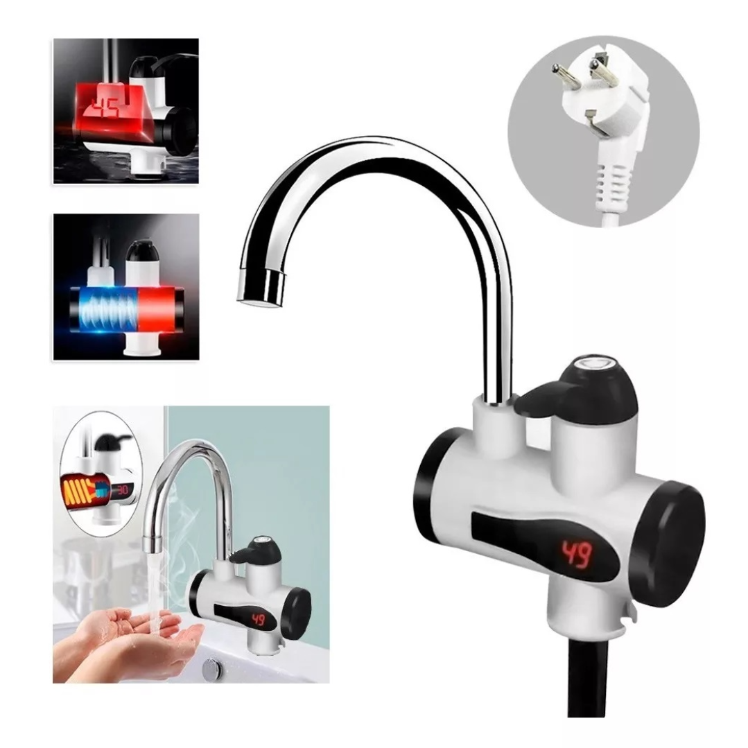 Robinet instant pentru apa calda,  afisaj LCD, otel inoxidabil