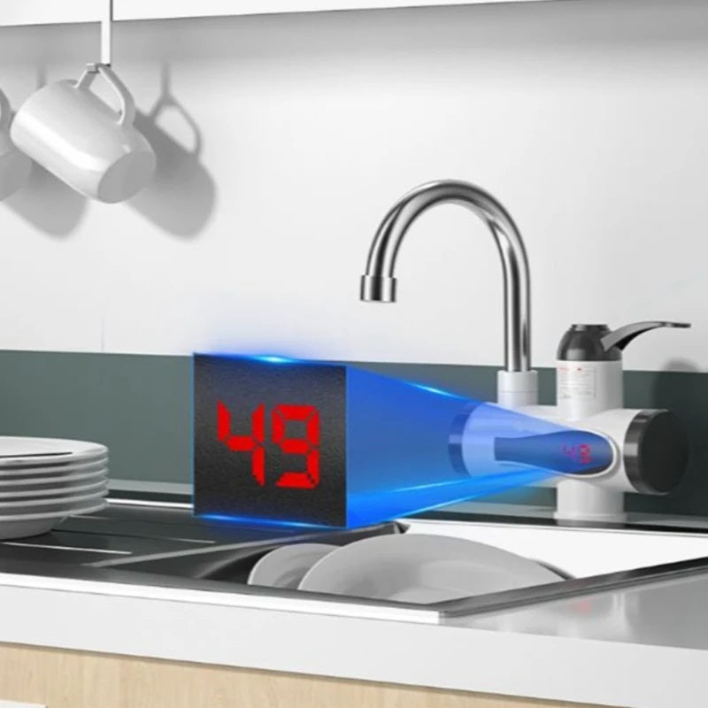 Robinet instant pentru apa calda,  afisaj LCD, otel inoxidabil