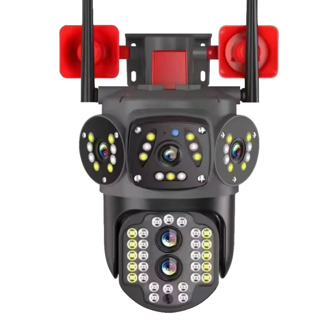 Camera supraveghere cu trei video 4K WiFi CCTV PTZ pentru exterior