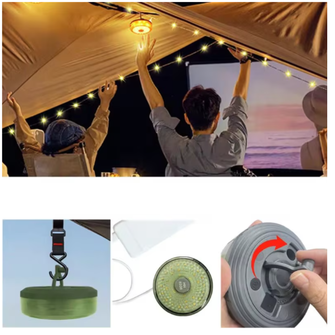Ghirlanda luminoasa camping, lanterna, 8 moduri de iluminare si functie de baterie externa