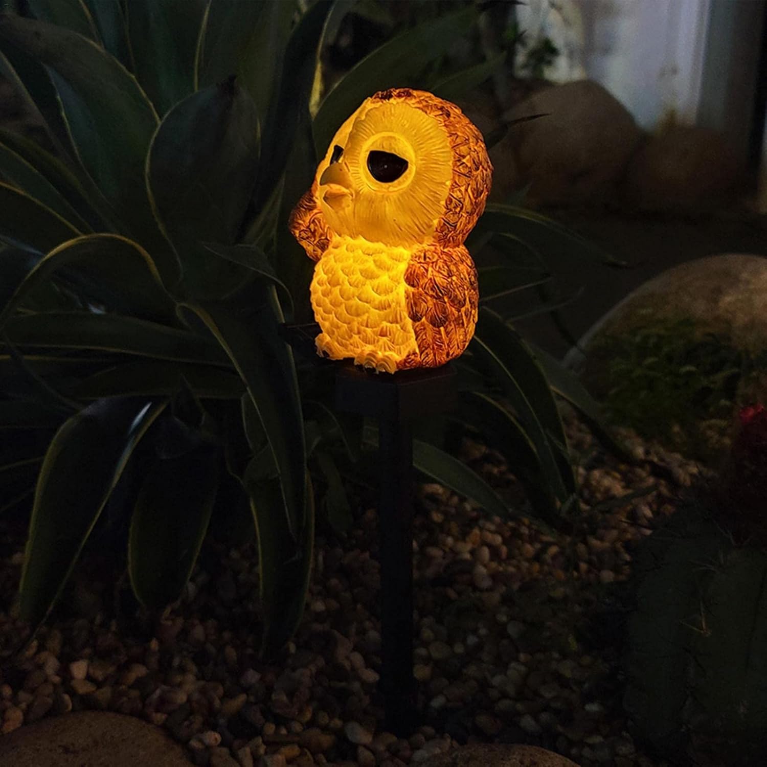 Decoratiune solara luminoasa bufnita maro