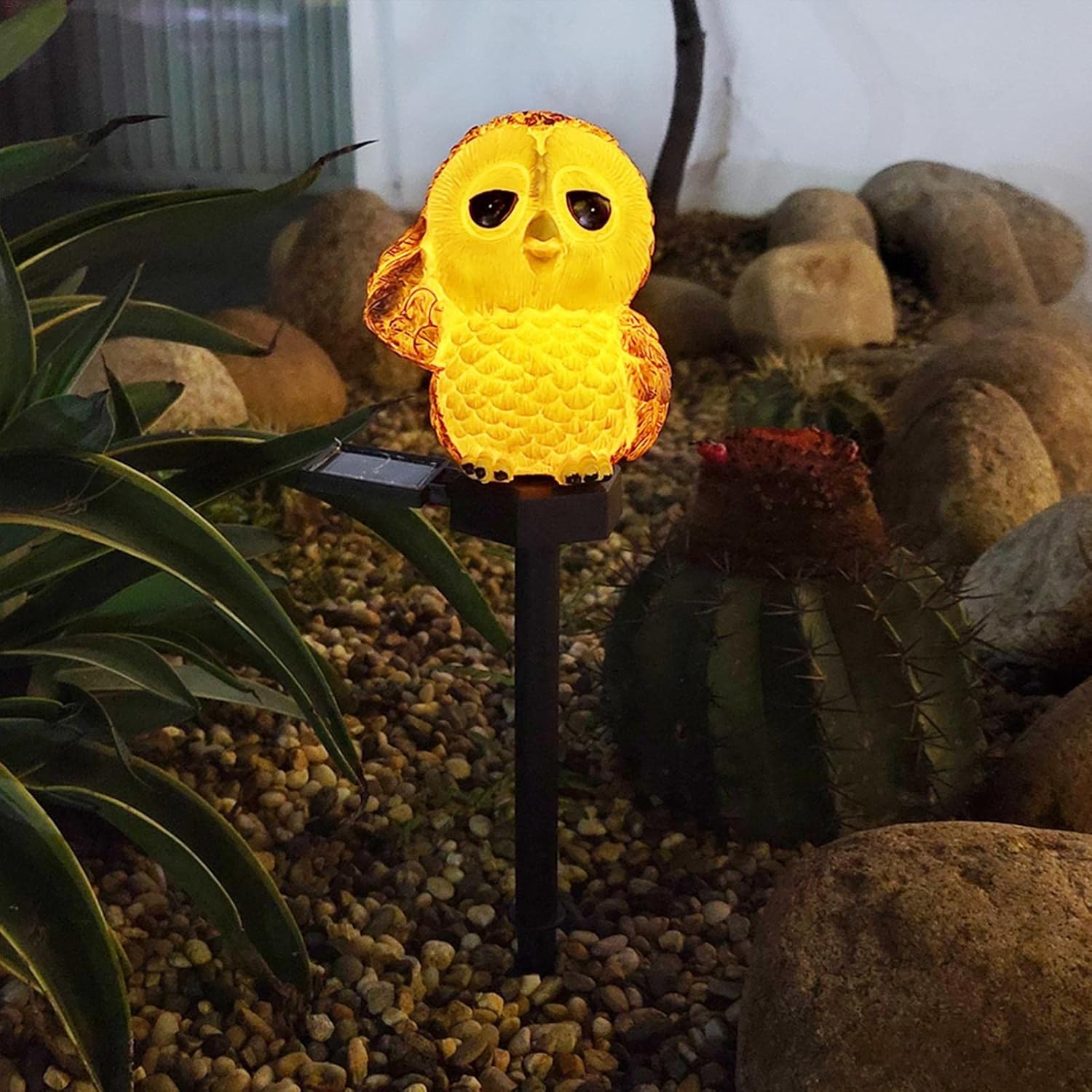 Decoratiune solara luminoasa bufnita maro