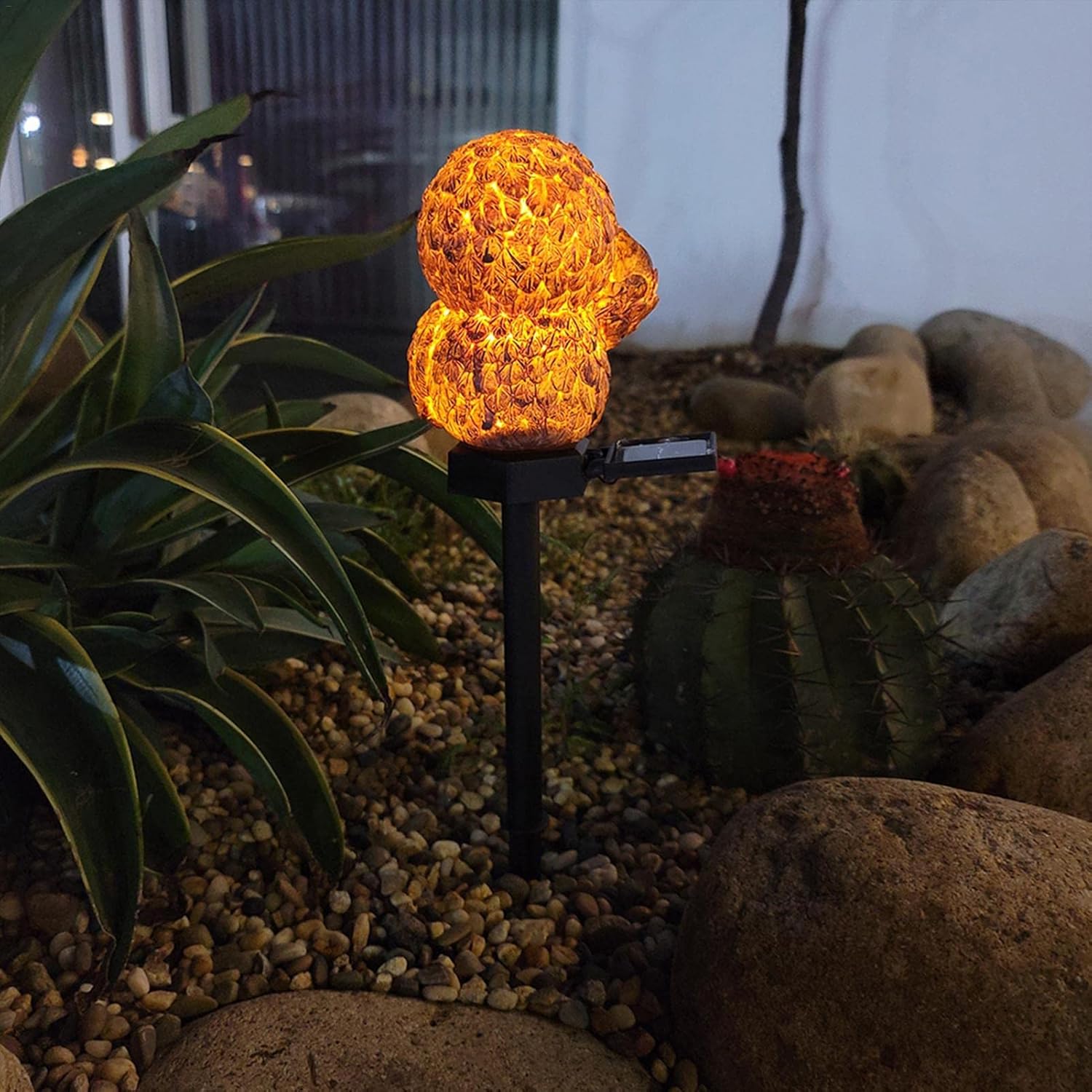 Decoratiune solara luminoasa bufnita maro