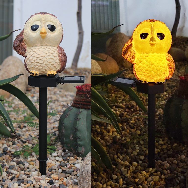 Decoratiune solara luminoasa bufnita maro