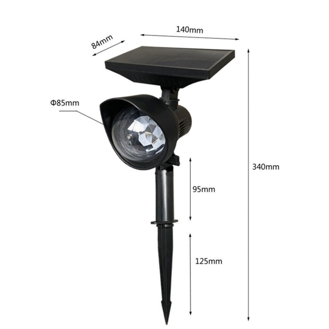 Proiector rotativ disco cu panou solar, control optic RGB