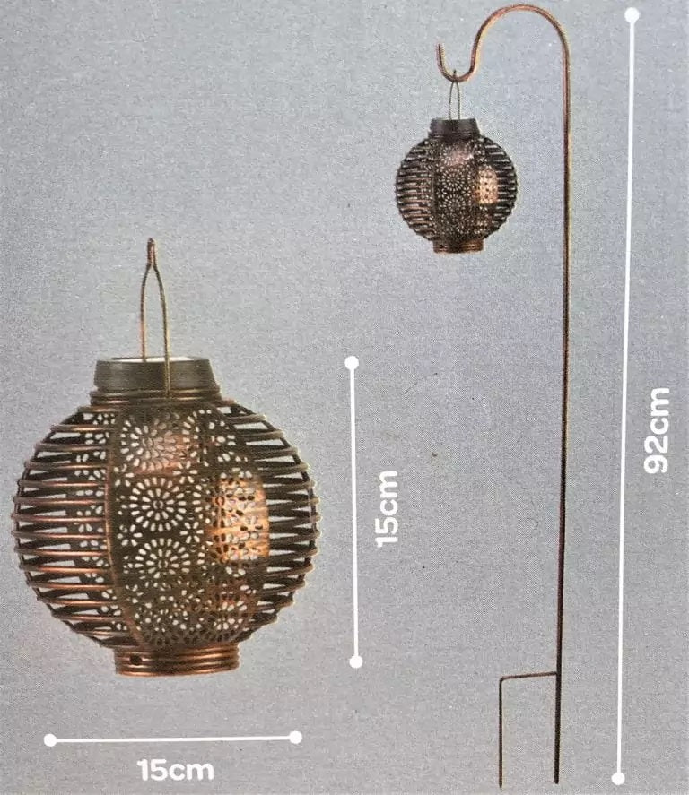 Felinar solar retro portabil, cu efect de flacără si cârlig