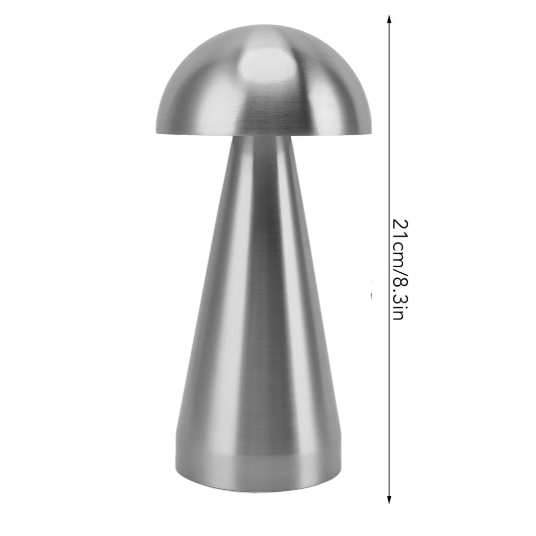 Lampa de masa metalica tip ciuperca, cu 3 culori reglabile prin atingere, argintiu si auriu
