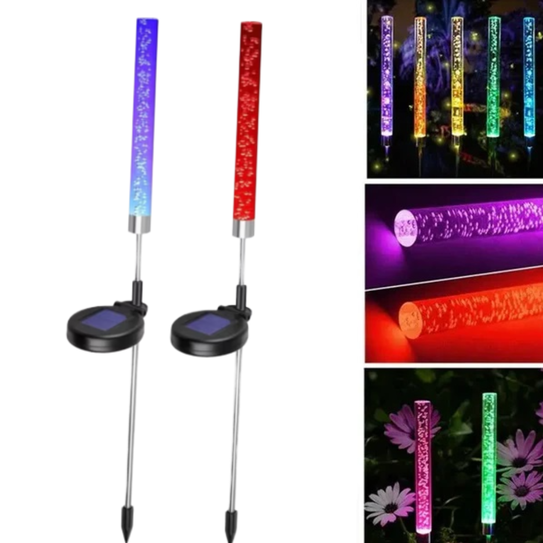 Set 2 Lampi Solare Decorative pentru gradina RGB, Acrilic, Rezistente la Intemperii