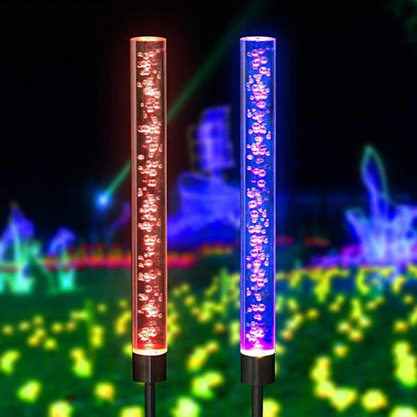 Set 2 Lampi Solare Decorative pentru gradina RGB, Acrilic, Rezistente la Intemperii