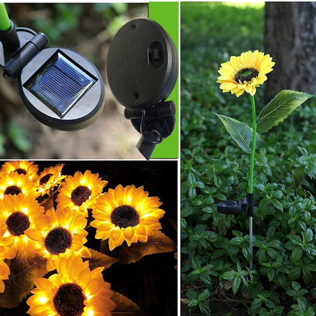 Set 2 Lampi solare LED model Floarea Soarelui, pentru gradina