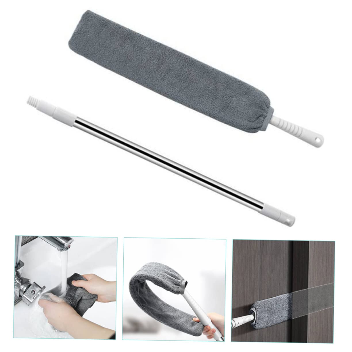 Pachet Mop subtire pentru spatii inguste, coada telescopica +2 rezerve microfibra