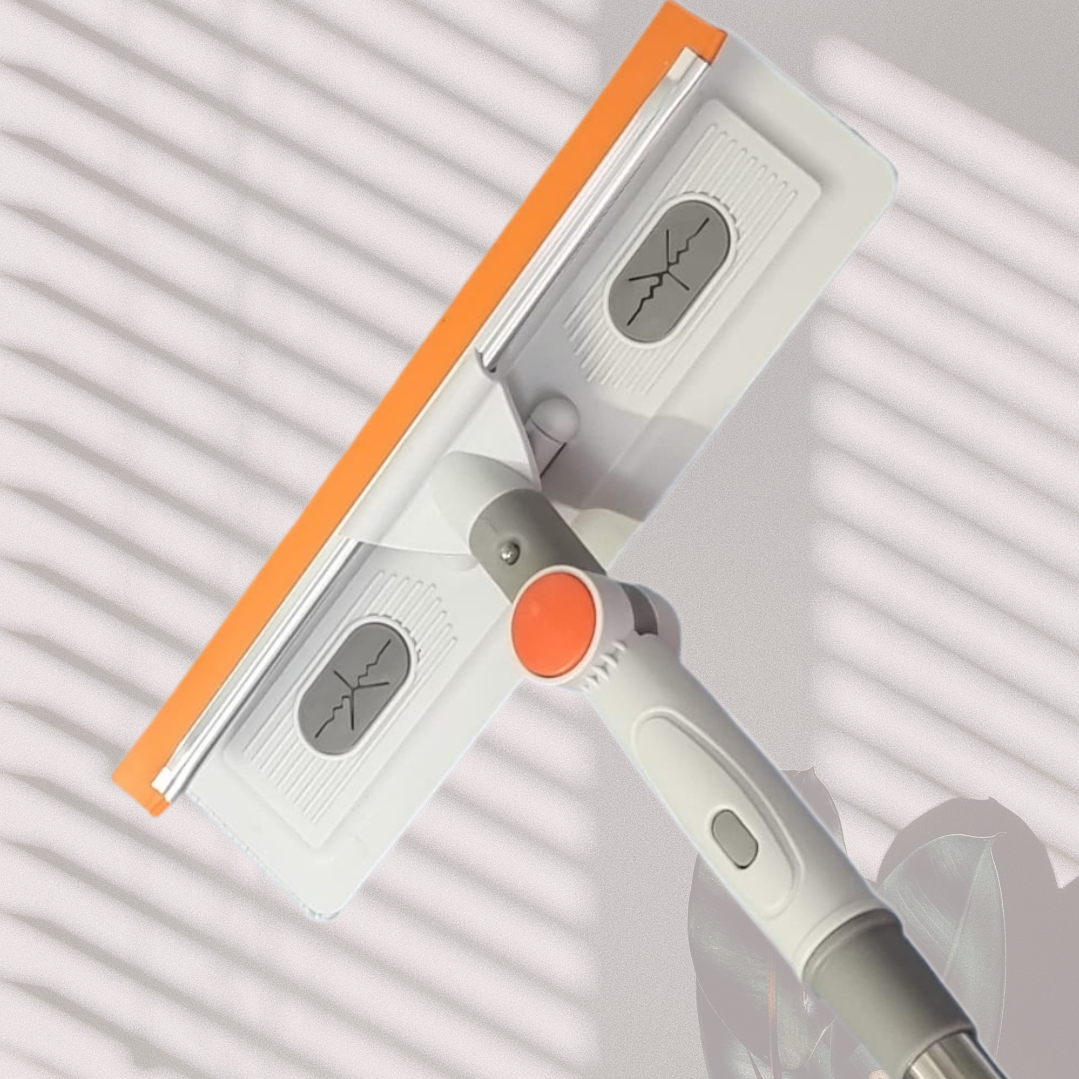 Pachet Mop cu laveta microfibra si racleta din silicon,  rotire 180 grade, maner telescopic + 2 rezerve