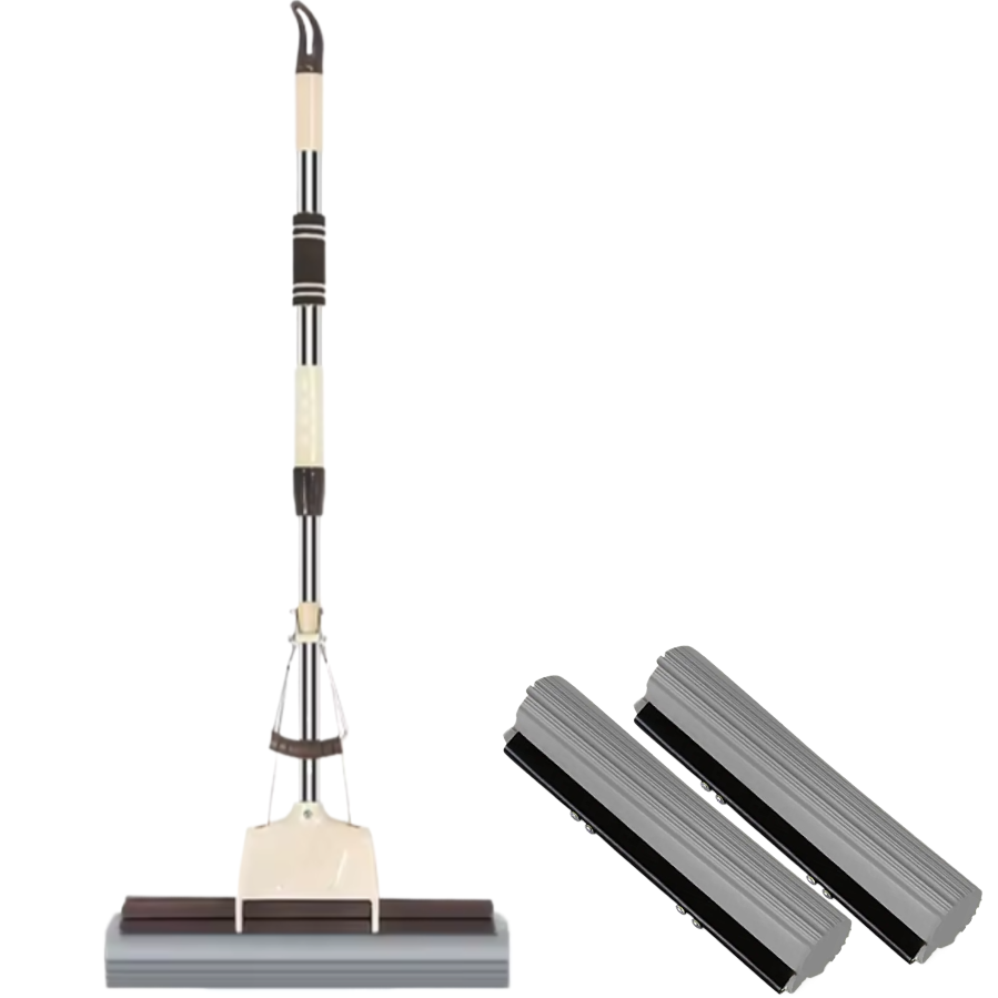 Pachet Mop PVA  cu mâner de stoarcere, absorbtie eficienta + 2 rezerve super absorbante