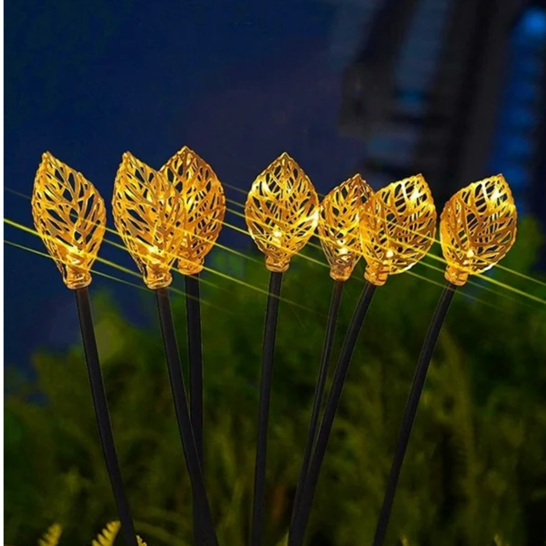 Pachet 2 Lampi solare decorative rezistente la intemperii, model frunze