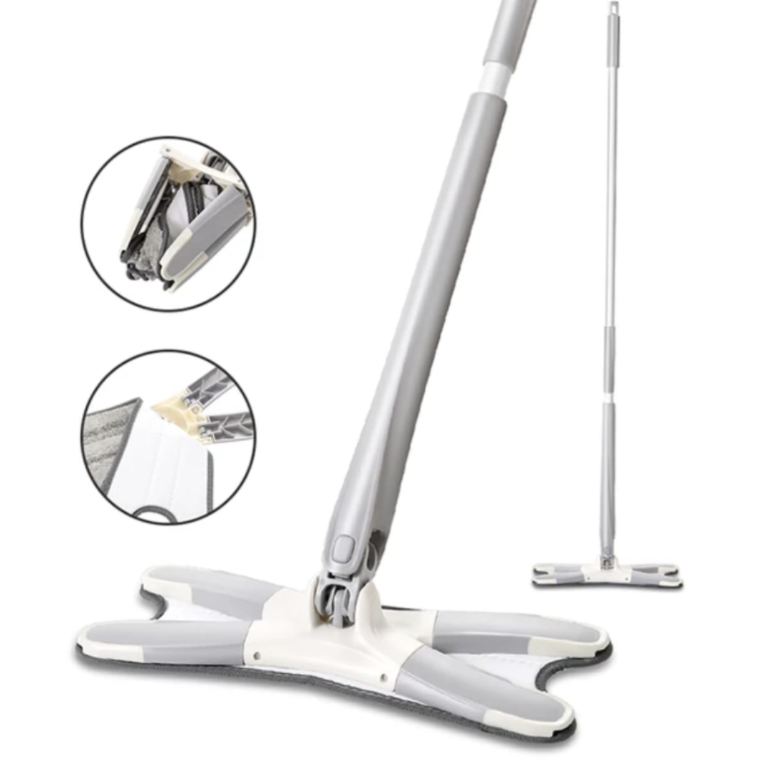 Pachet Mop pivotant cu maner reglabil, cu microfibre + 2 rezerve absorbante