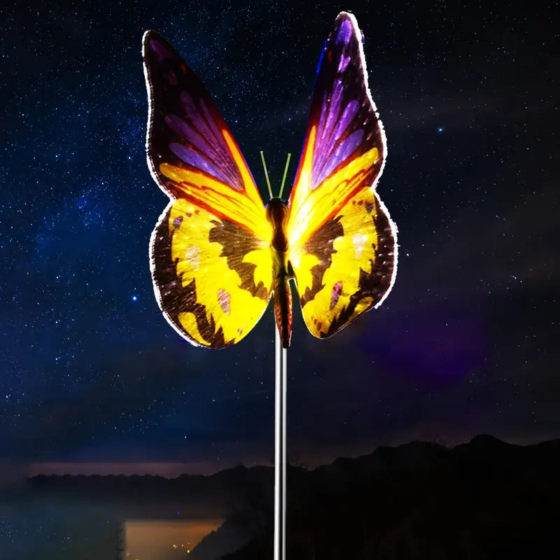 Set 2 Decoratiuni solare cu fibră optică LED pentru curte, gradina, model fluturi