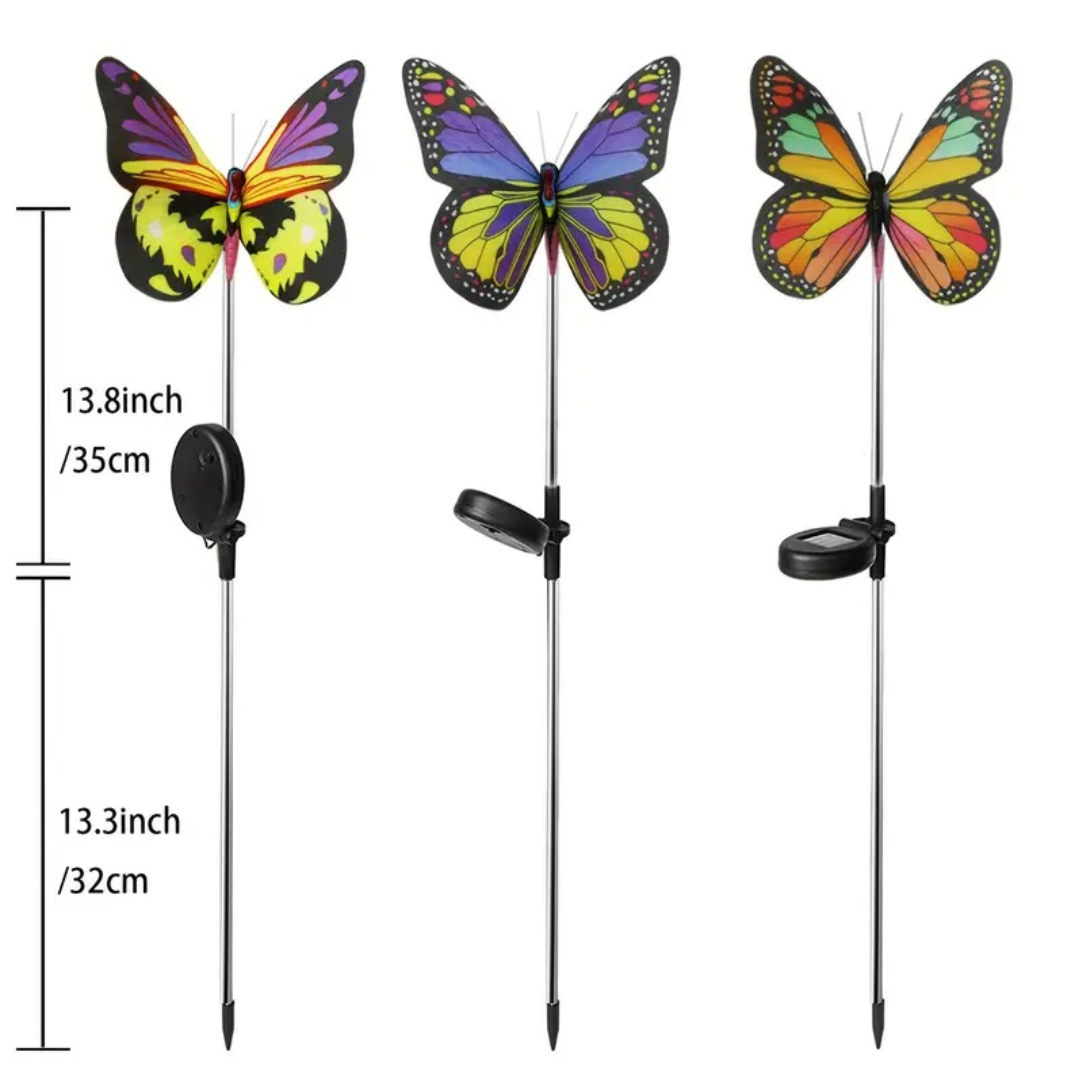 Set 2 Decoratiuni solare cu fibră optică LED pentru curte, gradina, model fluturi