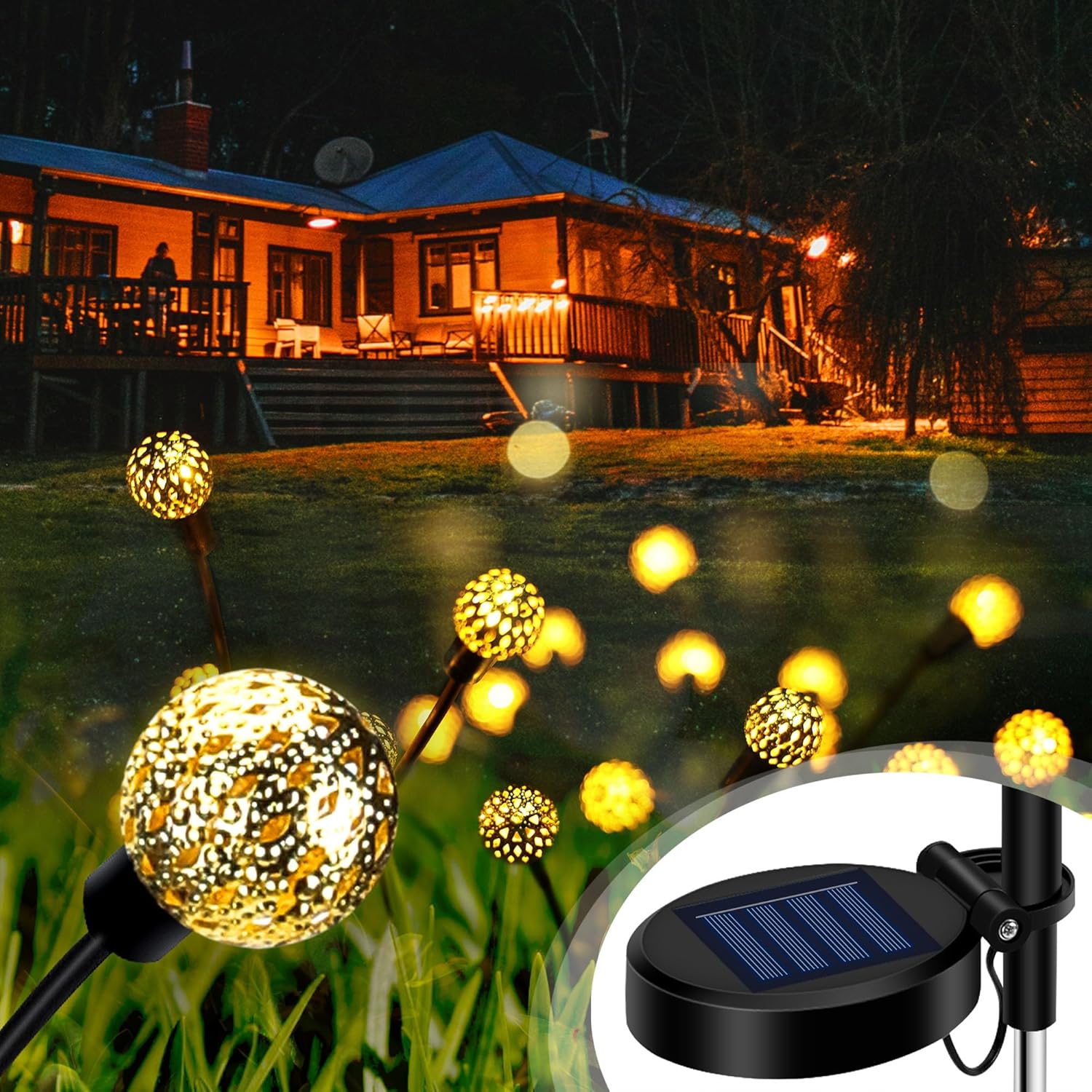 Pachet 2 Pomisori solari cu 6 bulbi LED, glob model oriental