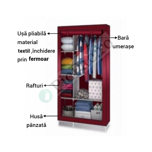 Lichidare de stoc. Dulap textil pentru haine, inchidere prin fermoar