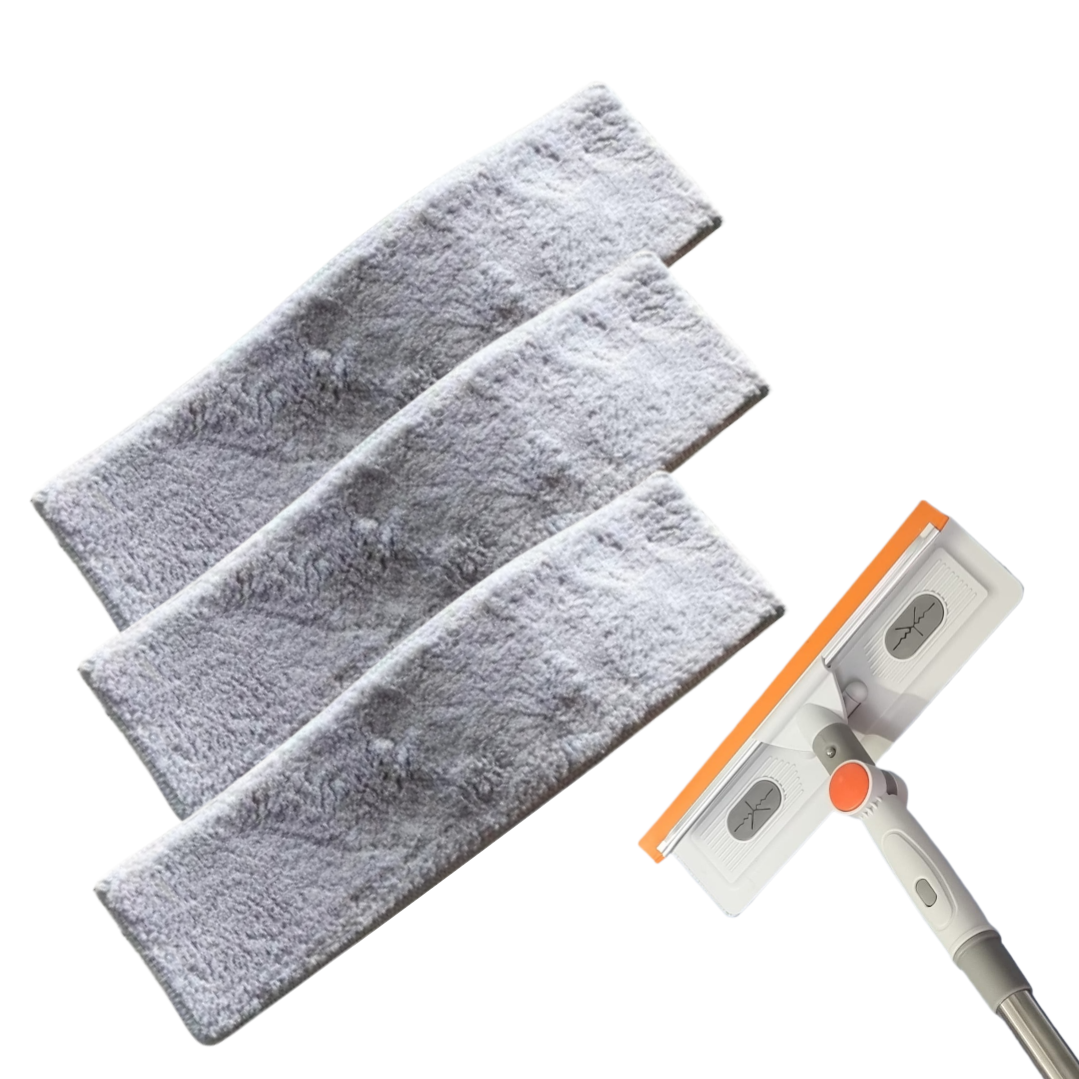 Set 3 x Rezerve din microfibra, pentru Mop cu racleta si rotire 180 grade